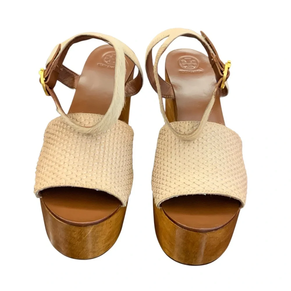 Tory Burch Beige and Brown Platform Sandals